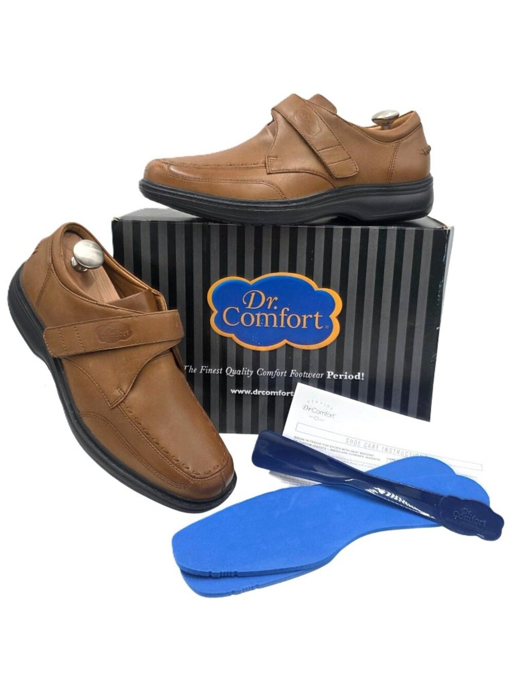 NEW Dr. Comfort Brown Leather Men 9.5W Therapeutic Dress Shoe Lightweight Loafer